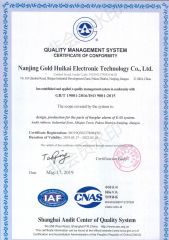 ISO9001 certificate from Nanjing Gold Huikai Electronic Technology Co., Ltd