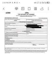 phytosanitary certificate certificate from CENTS COFFEE LTD