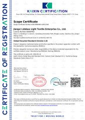 GRS certificate from Xiamen Chuanghuasheng Imp.& Exp.Co., Ltd.
