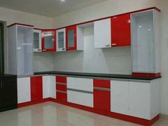 U Shape Modular Kitchen Colour Yellow Material Wooden Appearance Modern Kitchen Shape U Shape Kitchen Design U-Shape Door Finishing - Image 2