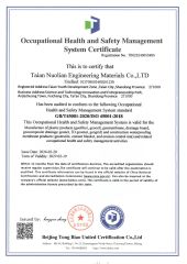 Occupational Health and Safety ManagementSystem Certificate certificate from Taian Nuolian Engineering Materials Co., Ltd.