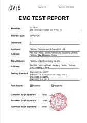 EMC certificate from Taizhou City Order Machinery Co., Ltd.