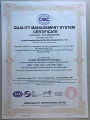 ISO certificate from Fuzhou Guangling Electrical Machinery Equipment Co., Ltd.