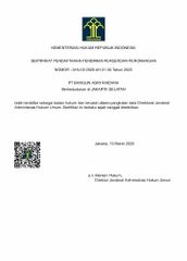 Company Legality certificate from PT. Bangun Agri Raidana 