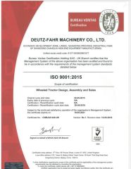 ISO 9001 certificate certificate from DEUTZ-FAHR MACHINERY CO., LTD.