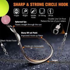 Pompano Rigs for Surf Fishing Unique T-Knot Strong Pre-Rigged Pompano Rigs Surf Fishing Rigs Saltwater with Pompano Floats with Circle Hooks - Image 4