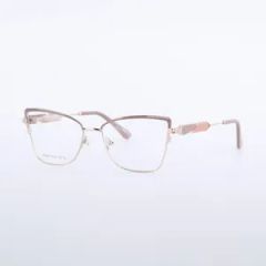 Custom Logo Printed Silver & Pink Myopia Optical Eyeglasses Frames - Image 3