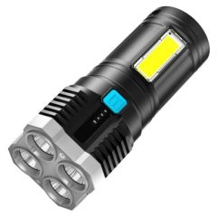 Handheld Emergency Searchlight High Power Four-Cell COB LED USB Rechargeable Flashlight Camping Searchlights Hunting Torch Light - Image 1