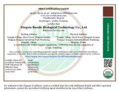 NOP Organic certificate from Ningxia Runde Biotechnology Co., Ltd.