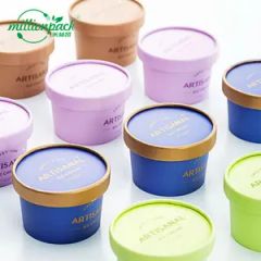 Double PE Coated Paper Ice Cream Bowl with Spoons - Image 1