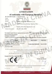 Machinery directive certificate of Weihai Allwin Electrical & Mechanical Tech Co., Ltd. – certificate photo, supplier certificates section