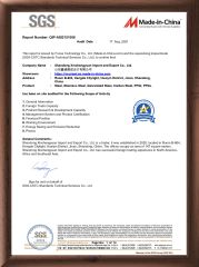 SGS certificate of JINAN XINCHENGYUAN IMPORT AND EXPORT CO.,LTD – certificate photo, supplier certificates section