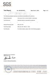 Flame retardant test certificate from Xiamen Crownway Apparel Co., Ltd.