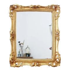 Vintage Decorative Square Antique Gold Wall Mounted Tabletop Makeup Resin Mirror Frame - Image 1