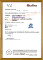 SGS certificate from Guangzhou Yuehong Electronics Co., Ltd.