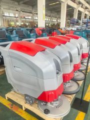 Small Electric Floor Sweep Scrubber Cleaning Machine Vacuum Auto Industrial Washing Scrubber Warehouse Driving Dual Brush Walking Behind Floor Scrubber - Deli Machinery Shandong Co., Ltd