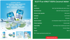 16.57 fl oz VINUT 99% Coconut Water – product photo 1, product detail gallery