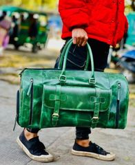 Genuine Buffalo Calf Leather Travels Duffle Bag - Image 6