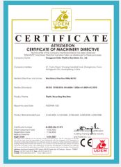 CE certificate of Guangdong Deke Machinery Equipment Manufacturing Co., Ltd – certificate photo, supplier certificates section