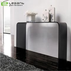Bent Glass Console Table with Shelf Cbm 0.4 Model S053 Type Table Color Clear Origin China Condition New HS Code 940389 Model NO. - Image 4