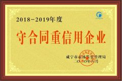 2018-2019 contract credit enterprise certificate from Hubei Mingda Plastics Products Co., Ltd.