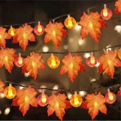 Custom Gold Maple Garland Vine Falling Leaves Halloween Christmas LED String Light - Image 5