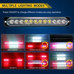12 LED Red-White Strobe Light - Emergency Warning with Surface Mount for off-Road Trucks & Suvs - Image 5