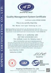 Quality management system certification certificate from Wuxi Wanlv Intelligent Technology Co., Ltd