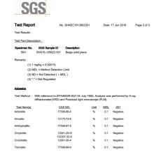 SGS 100% Non-asbestors Test Report of Sandwich Panel certificate of Xiamen Zhongjingtai Building Materials Co., Ltd. – certificate photo, supplier certificates section