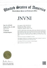 TRADE MARK certificate from Hangzhou Shangyou Apparel Co., Ltd.