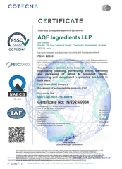 FSSC 22000 certificate from AQF Ingredients LLP