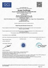 GRS certificate from Guangzhou Huanghu Apparel Co., Ltd.
