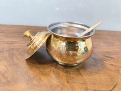 BRASS EMBOSSING GHEE POT Material Brass Interior Coating Tin Design Style Hammered Durability Durable And Long-lasting Appearance Elegant Hammered Brass - Image 2
