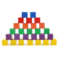 DIY Wooden Rainbow Colorful Square Cubes Building Block Stacking Toys - Image 2