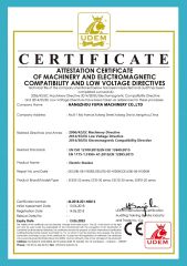 CE certification certificate of HANGZHOU FUPIA MACHINERY CO., LTD. – certificate photo, supplier certificates section