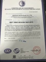 ISO 9001 certificate from QINGDAO RICH GLASS CO., LTD.