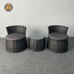 All Weather Resistant Colorful Cushions Balcony Dining Set for Visual Pop Terrace Outdoor Restaurant Rattan Wicker Furniture - Image 1