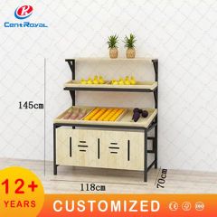 Wholesales Customized Metal Wood Fruit Vegetable Food Display Stand Rack Supermarket Shelf - Image 3