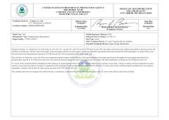 Yanmar EPA4 exhaust emission standard certification certificate of Shandong Mountain Raise Heavy Industry Machinery Co., Ltd. – certificate photo, supplier certificates section