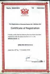 Certificate of Registration certificate from Emelten Enterprise