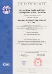 Occupational Health and safety Management System Certificate certificate from Shandong Junyuan New Materials Co., Ltd.