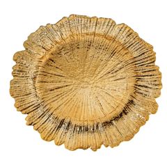 Elegant 33cm Gold Charger Plate Wavy Rim Used for Wedding Events - Image 1