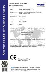 J3TFCE certificate from Wenzhou Juhong Electric Co., Ltd.