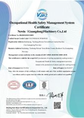 ISO45001 Occupational Health Safety Management System Certificate certificate from Newin (Guangdong) Machinery Co., Ltd.