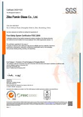 FSSC22000 certificate from Zibo Fomin Glass Co., Ltd