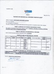 Form 1 certificate from Ubungane ventures Ltd