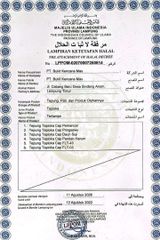 HALAL certificate from PT. Kalisabuk Lintas Samudera