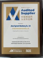 Audited Supplier certificate from Jinan Xyztech Machinery Co., Ltd