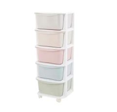 Storage Rack with Plastic Drawers Toy Storage Cabinet with Wheels St-054 - Image 3