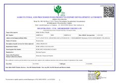 APEDA  certificate of PSRK GLOBAL TRADE – certificate photo, supplier certificates section